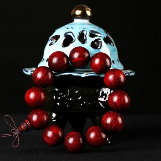 小叶紫檀 野生老料金星 顺纹 木质佛珠 手串