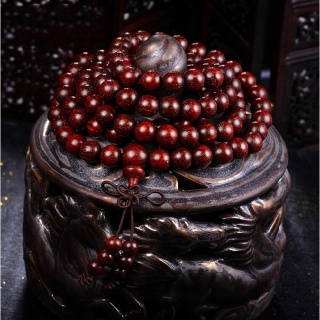 小叶紫檀 野生老料 佛珠 手串 爆满金星 木质工艺品